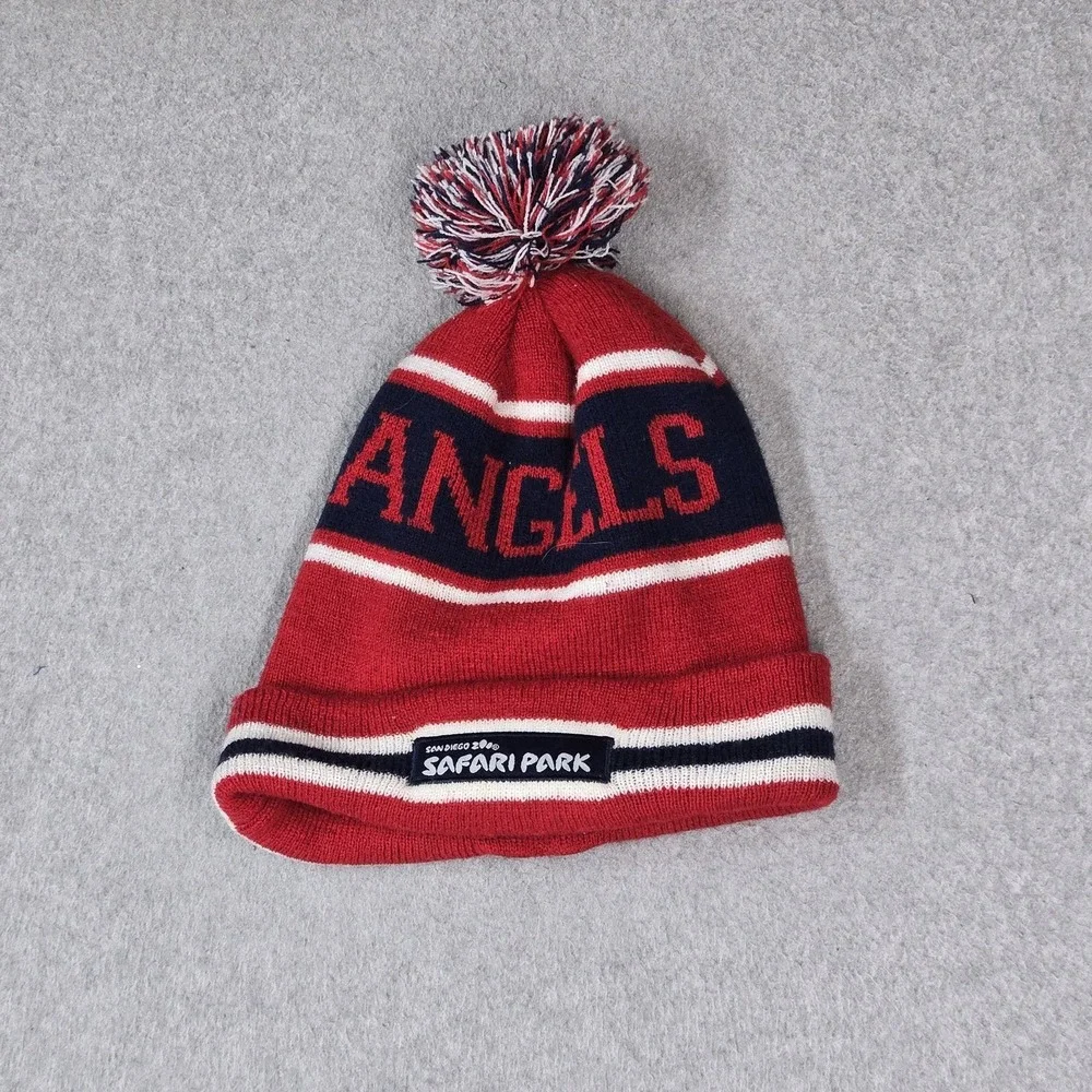 LA Angels Men Beanie OS Red Sixth Man Embroidered Pom Logo